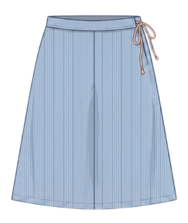 Graphic illustration of a pinstriped women's saree petticoat, featuring a comfortable A-line silhouette, a tailored waistband, and a traditional side drawstring closure. This essential ethnic underskirt represents the expert custom petticoat stitching and premium doorstep ladies' tailoring services provided by Tailorboutiques.com.
